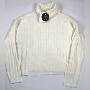 NWT FOREVER 21 Womens Ivory Ribbed Turtleneck‎ Sweater M Neutral Cozy Knit NEW
